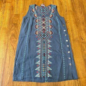 Johnny Was linen embroidered dress